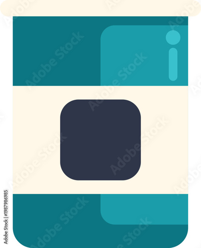 Flat design icon of a nutritional supplement jar or protein powder container