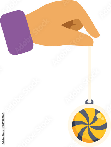 Hand holding a swinging pendulum, symbolizing hypnosis and mind therapy concepts