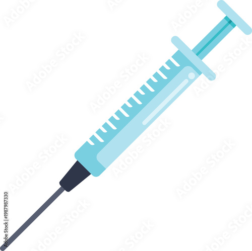 Syringe with needle containing a liquid, representing healthcare and vaccination