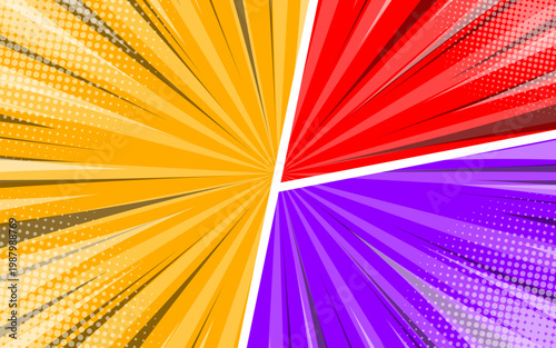 Comic books dialog bubbles. Cartoon book superhero scrapbook page template, empty comical speech clouds, graphic art frame  layout template illustration.