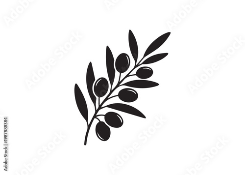 Olive Branch icon, Olive Branch Silhouette vector