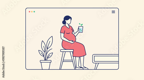 Pregnant Woman Holding Smartphone With Health App On Screen