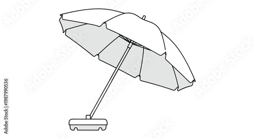 Single large patio umbrella with a grey canopy and a sturdy base shown from a low angle perspective against a white background.
