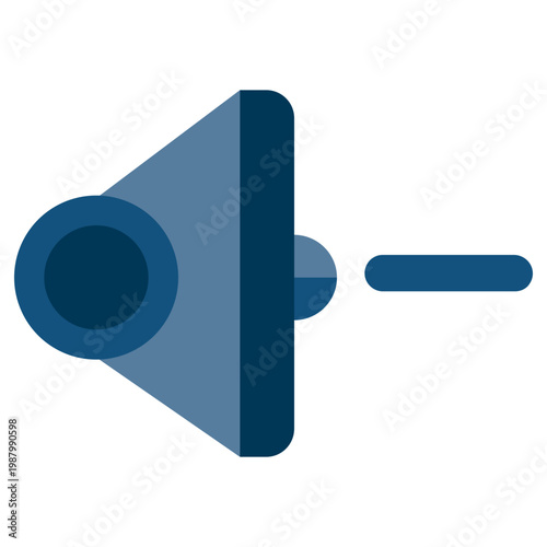 Dark blue speaker icon emits sound