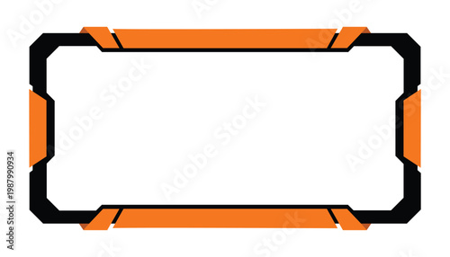 Orange and black futuristic gaming stream camera overlay frame border design for modern online video broadcast