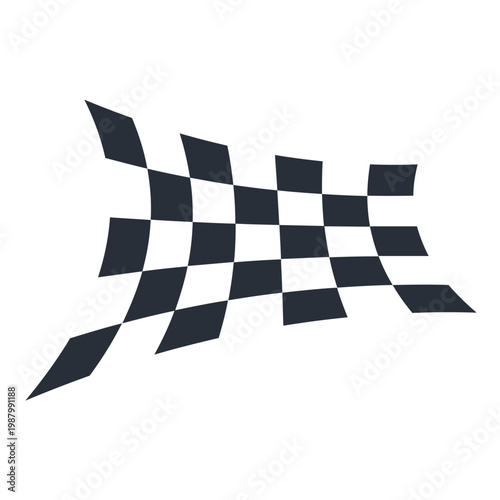Racing checkered flag waves in air with dynamic motion lines
