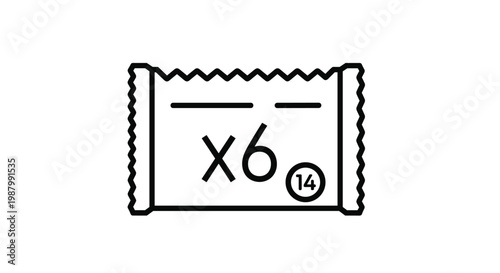 Individual packet of protein or energy bar supplements shown in a minimalist black and white line art illustration style.