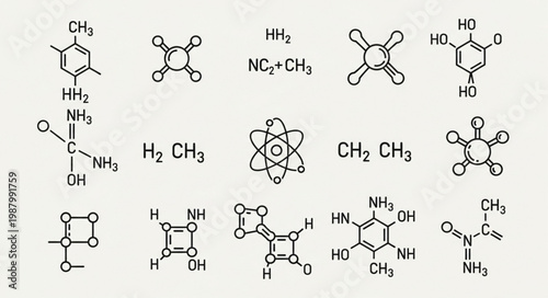Collection of organic and inorganic chemical formulas and structures.