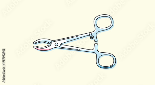 Professional medical illustration of surgical forceps or clamps used in operating rooms for medical procedures and surgery.