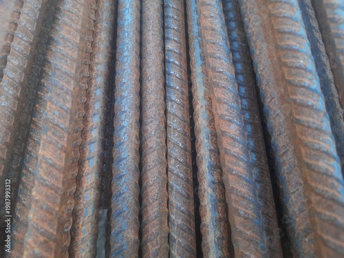 Fotografie Reinforcing bars are materials that reinforce concrete.