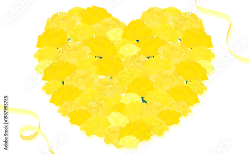 ハート型の黄色カーネーションの父の日テンプレート_文字・背景なし_横