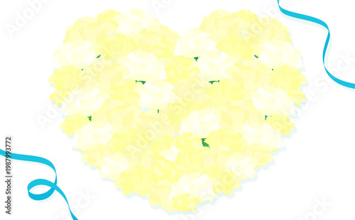 ハート型の白色カーネーションの父の日テンプレート_文字・背景なし_横