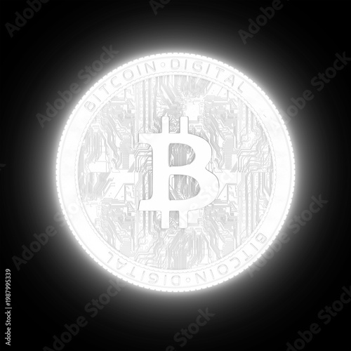Moneta Bitcoin stilizzata illuminata su circuito digitale scuro, simbolo di criptovalute, blockchain, sicurezza informatica e finanza tecnologica. Ideale per temi fintech e innovazione.