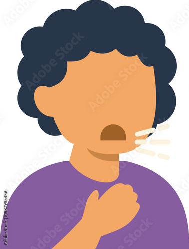 Person coughing expressing flu, cold, or virus symptoms