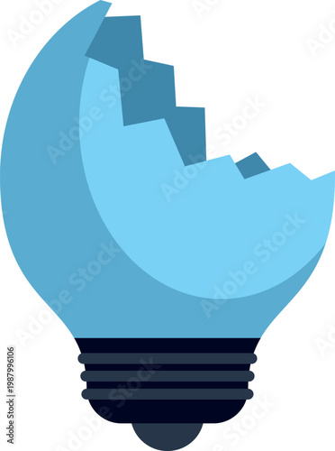 Broken lightbulb illustrates concept of problem solving and creative block