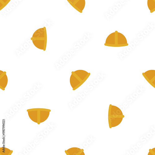 Seamless pattern of construction hard hats for Labour Day celebrations and worker safety themes isolated on transparent background