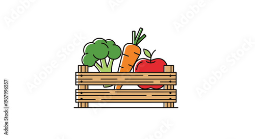 Fresh vegetables in a crate.