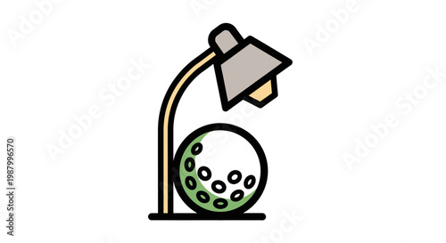 Lamp with green glowing golf ball.
