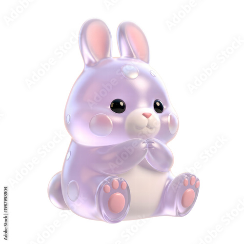 Wallpaper Mural Cute shiny purple 3D bunny cartoon character illustration Torontodigital.ca