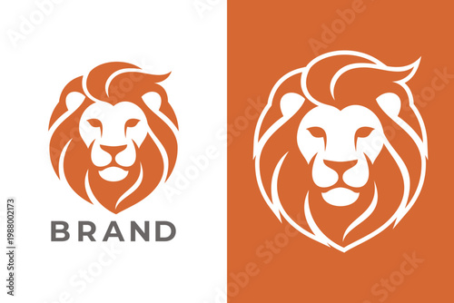 Modern Minimalist Majestic Lion Head Logo Design, Professional Negative Space Vector Mascot Emblem Badge