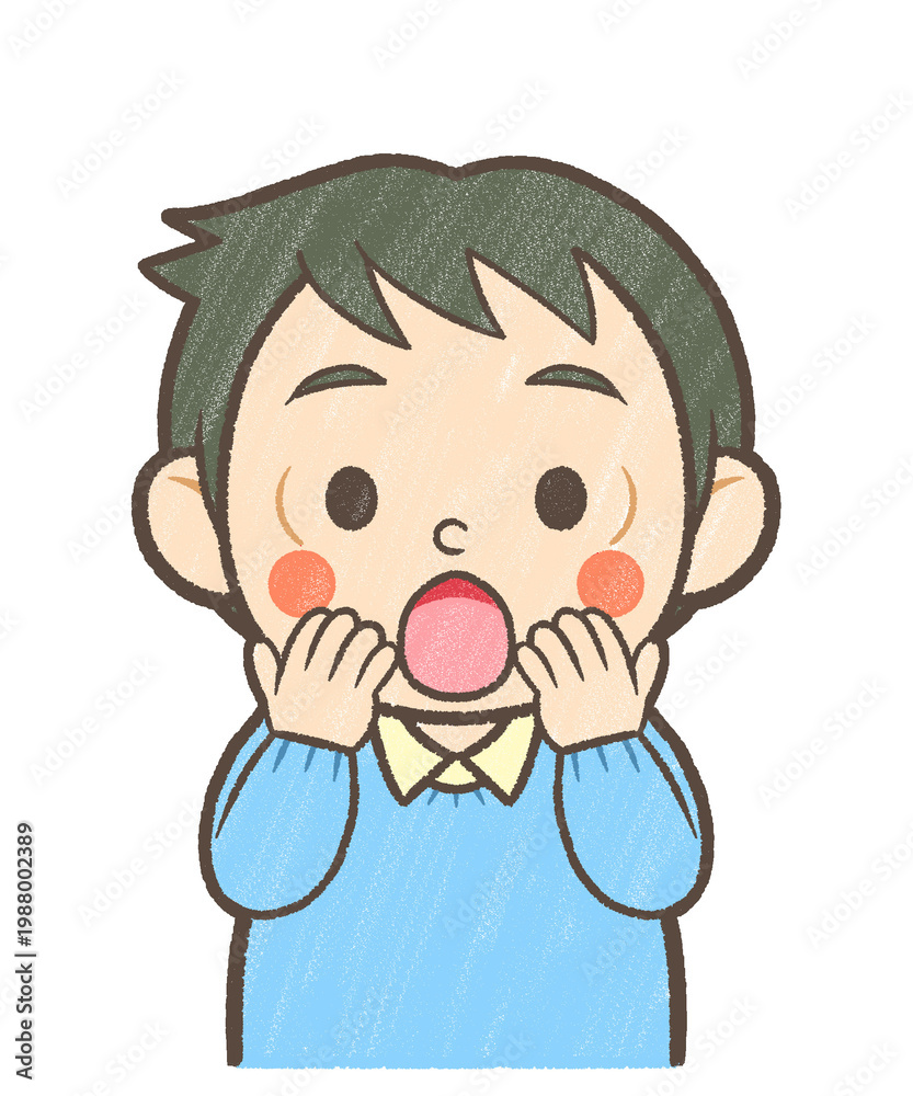 Obraz premium 驚く幼稚園児・保育園児の男の子のイラスト