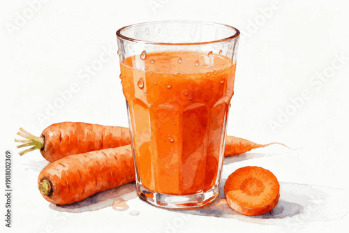 Organic Vegetable Juice Art Watercolor Carrot Juice isolated watercolor vector illustration svg