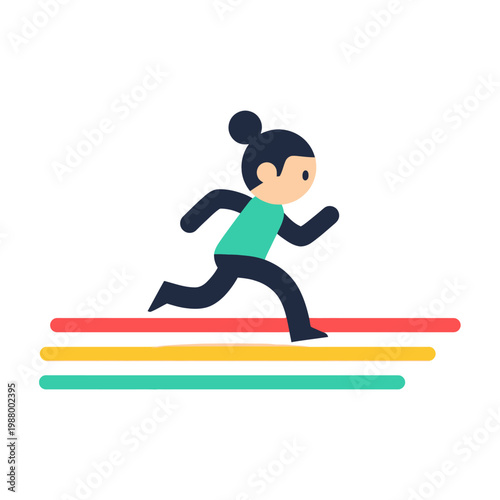 Active Person Running Fast Motion Lines, Vector Illustration