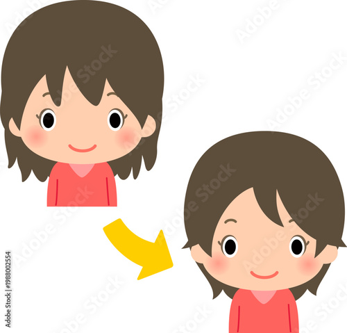 伸びた髪を切った女性