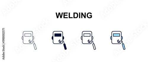welding  multi-style outline icon set - construction concept. Thin line, regular, filled, colored welding  icon