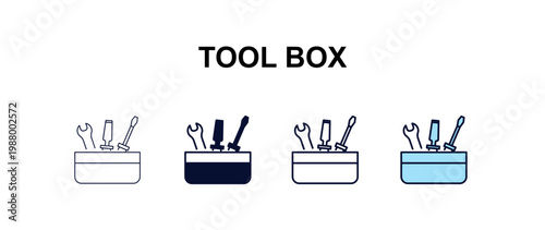 tool box  multi-style outline icon set - construction concept. Thin line, regular, filled, colored tool box  icon