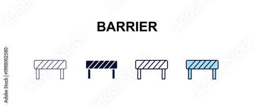 barrier  multi-style outline icon set - construction concept. Thin line, regular, filled, colored barrier  icon