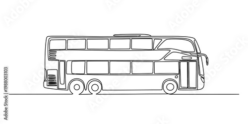 A single continuous line drawing of a double decker bus isolated on a plain white background area Vector, illustration