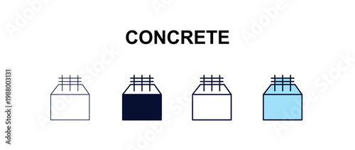 concrete  multi-style outline icon set - construction concept. Thin line, regular, filled, colored concrete  icon