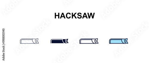 hacksaw  multi-style outline icon set - construction concept. Thin line, regular, filled, colored hacksaw  icon