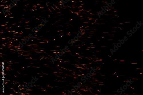 fire flame with sparks on black background.