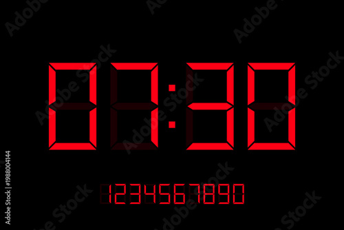 Digital clock displaying the time of 08:30, with red numbers on black background