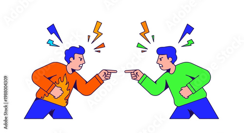 Two men arguing and pointing fingers at each other.