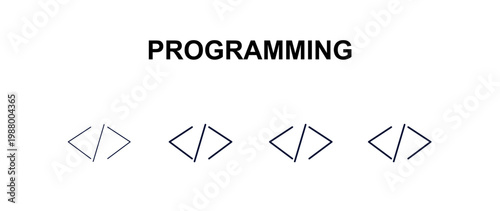 programming  multi-style outline icon set - cryptocurrency concept. Thin line, regular, filled, colored programming  icon
