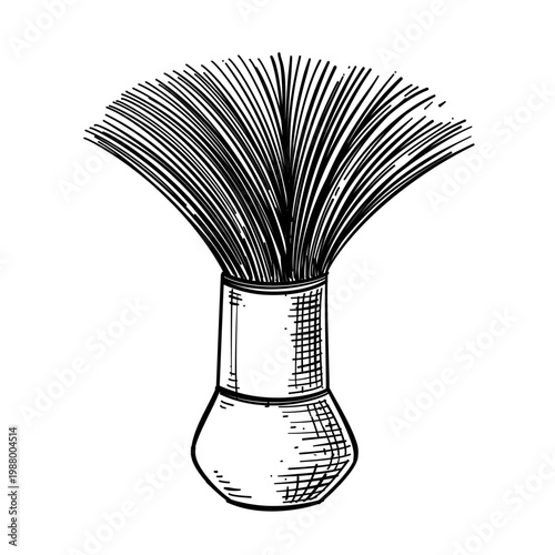 shaving brush barber tool vector line art hand drawn illustration