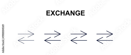 exchange  multi-style outline icon set - cryptocurrency concept. Thin line, regular, filled, colored exchange  icon