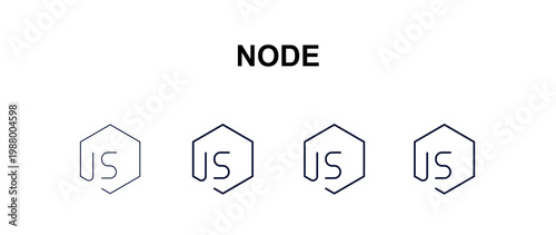 node  multi-style outline icon set - cryptocurrency concept. Thin line, regular, filled, colored node  icon