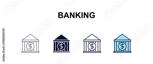 banking  multi-style outline icon set - cryptocurrency concept. Thin line, regular, filled, colored banking  icon