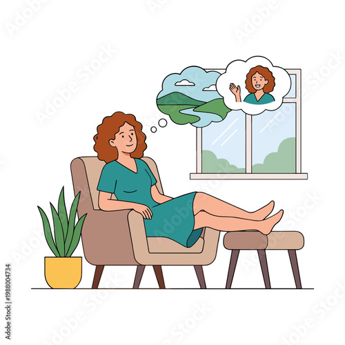 A cheerful man smiles while looking back over his shoulder in an illustration.