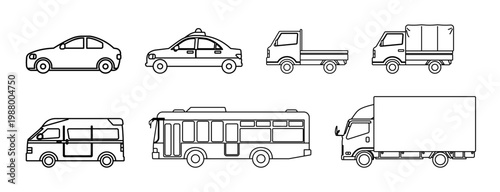 車のアイコンセット　車のぬりえ