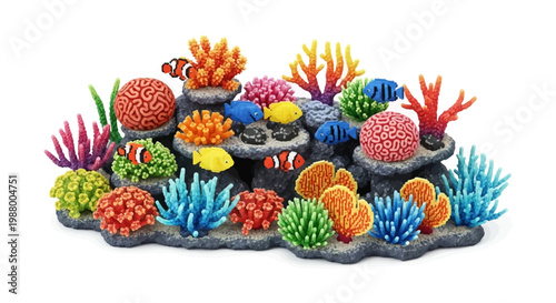 Vibrant Artificial Coral Reef Aquarium Decoration.
