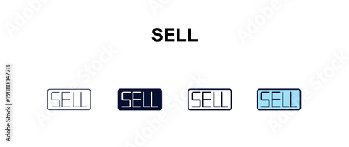 sell  multi-style outline icon set - cryptocurrency concept. Thin line, regular, filled, colored sell  icon