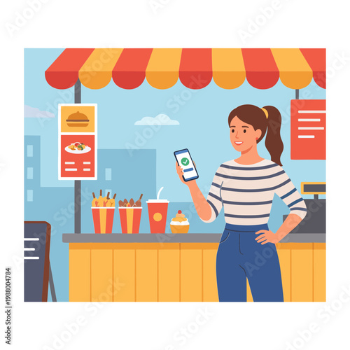 A cheerful man smiles while looking back over his shoulder in an illustration.