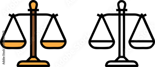 Wooden and Gold Balance Scales of Justice