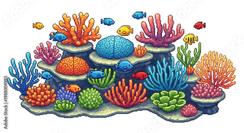 Vibrant Coral Reef Ecosystem with Diverse Marine Life.