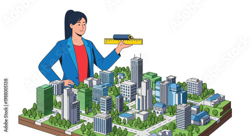 Woman Architect Designing Futuristic Cityscape Model.